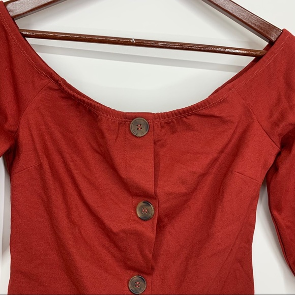 New Nwt Burnt Orange Boho Off The Shoulder Crop Top Sz Medium By Charlotte Russe - Picture 5 of 14